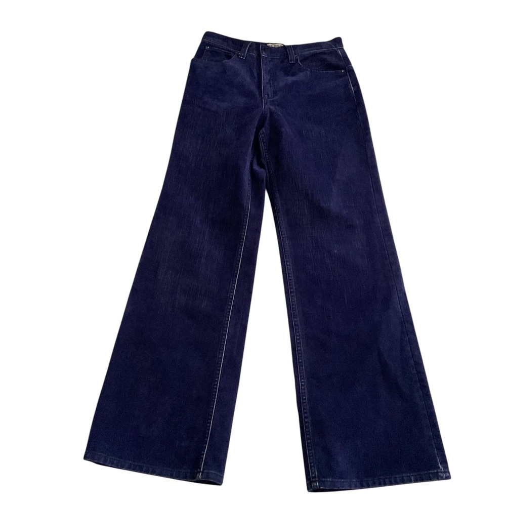 We The Free Tinsley Baggy High Rise Flocked Jeans Sz 27 Blue Velvet Retro Indie